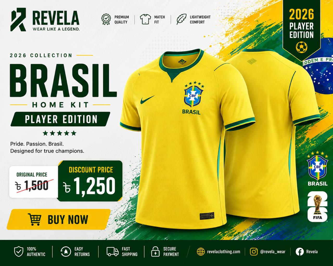 Brazil 2026 World Cup Home Jersey – Player Edition
